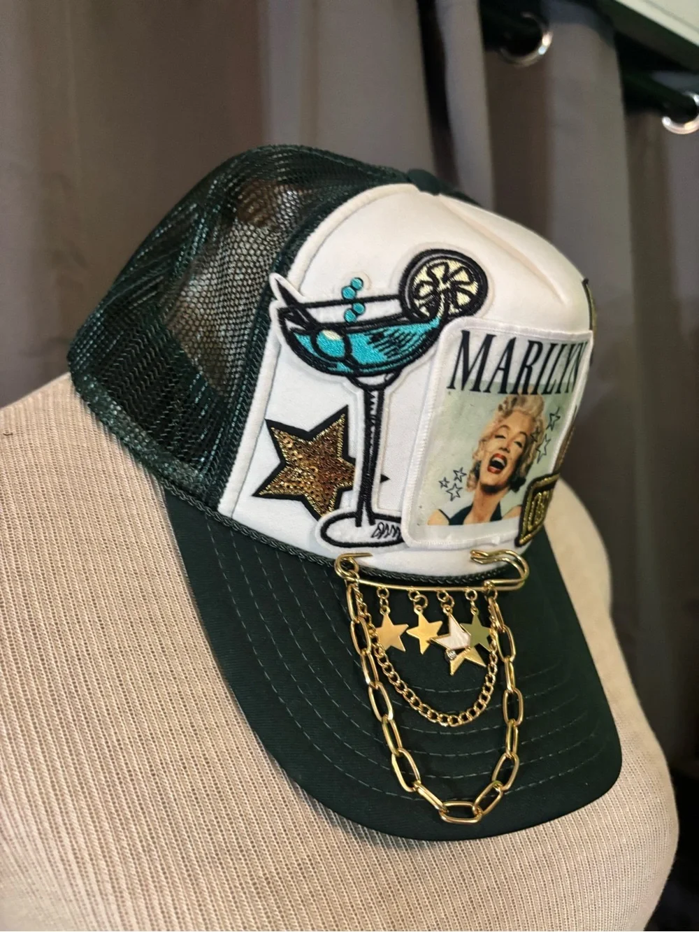 Marilyn Graphic Star Trucker Hat - Green/White